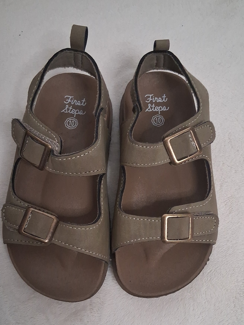 First Steps Kids' Olive Tan Double-Buckle Sandals